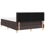 vidaXL Lit box spring avec matelas et LED Marron foncé 160x200 cm Tissu