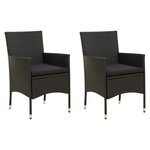 vidaXL Chaises de jardin lot de 2 avec coussins Résine tressée Noir