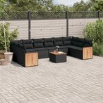 vidaXL Salon de jardin 11 Pièces avec coussins noir résine tressée