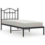 vidaXL Cadre de lit métal sans matelas avec tête de lit noir 90x200 cm