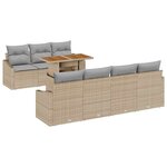 vidaXL Ensemble de canapé de jardin 8 Pièces Beige Poly rotin