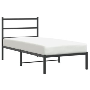 vidaXL Cadre de lit métal sans matelas avec tête de lit noir 90x200 cm
