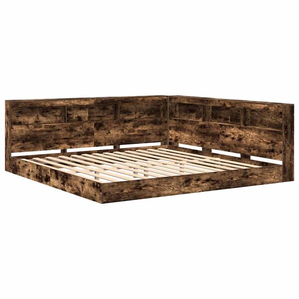 vidaXL Lit Bibliothèque Chêne fumé 180 x 200 cm Bois d'ingénierie