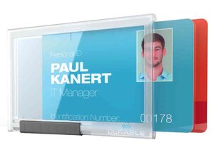 Pack 10 Porte-badge PUSHBOX DUO Carte 54 x 87 mm Transparent DURABLE