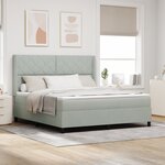 Lit Box Spring vidaXL avec Matelas et Lumière LED Gris clair 180x200 cm Velours
