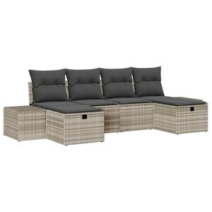 vidaXL Ensemble de canapé de jardin 6 Pièces Gris clair polyrotin