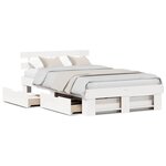 vidaXL Cadre de lit avec tiroirs - Blanc 120 x 190 cm - Bois de pin massif