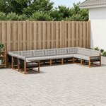 vidaXL Ensemble de canapés d'extérieur 10 Pièces Naturel et gris clair