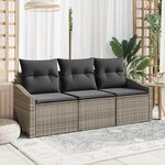 vidaXL Ensemble de canapé de jardin 3 Pièces Gris Poly rotin