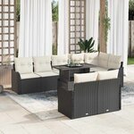 vidaXL Ensemble de canapé de jardin avec coussin 9 Pièces Noir Poly rotin