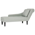 vidaXL Fauteuil long et coussin et accoudoir droit gris clair velours