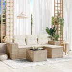 vidaXL Salon de jardin avec coussins 5 Pièces beige résine tressée