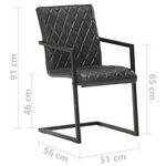 vidaXL Chaises à manger cantilever lot de 6 noir cuir véritable