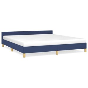 vidaXL Cadre de lit avec tête de lit sans matelas bleu 160x200cm tissu
