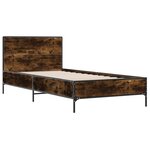 vidaXL Cadre de lit chêne fumé 75x190 cm bois d'ingénierie et métal