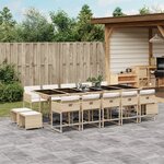 vidaXL Ensemble à manger de jardin et coussins 15 Pièces beige