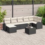 vidaXL Ensemble de canapé de jardin avec coussin 8 Pièces Noir Poly rotin