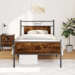 vidaXL Cadre de lit sans matelas chêne fumé 100x190 cm bois ingénierie