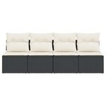 vidaXL Canapé de jardin avec coussins 4 places noir résine tressée