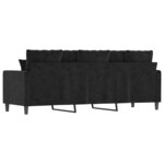 vidaXL Canapé à 3 places Noir 180 cm Velours