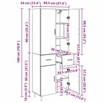 vidaXL Haut Armoire 2 Pièces Chêne noir Bois Aggloméré et Verre