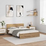 vidaXL Cadre de lit Chêne artisanal 140 x 200 cm Bois d'ingénierie
