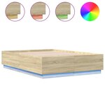 vidaXL Cadre de lit avec lumières LED chêne sonoma 140x200 cm