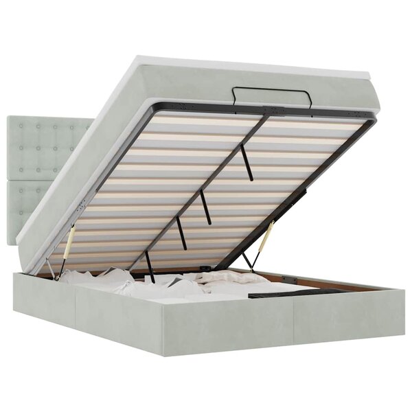 vidaXL Cadre de lit ottoman avec matelas gris clair 140x200 cm velours