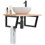vidaXL Supports d'étagères pour lavabo 2 Pièces noir trapèze acier