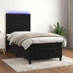vidaXL Sommier à lattes de lit avec matelas LED Noir 80x200cm Velours