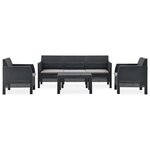 vidaXL Salon de jardin 4 Pièces avec coussins PP Rotin Anthracite