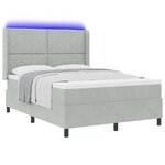 vidaXL Lit à Ressorts avec Matelas LED Gris clair 160 x 200 cm Velours