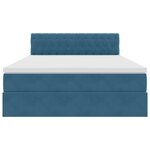vidaXL Lit de rangement LED avec matelas Bleu foncé 140 x 190 cm
