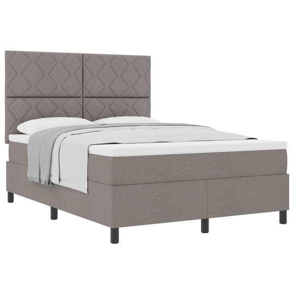 vidaXL Lit à ressorts avec tête de lit Taupe 160 x 200 cm tissu