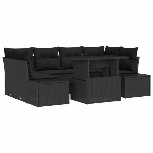 vidaXL Ensemble de canapé de jardin 7 Pièces Noir 100 x 55 x 73 cm
