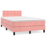 vidaXL Sommier à lattes de lit et matelas LED rose 120x190 cm velours