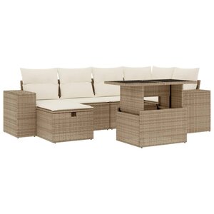 vidaXL Salon de jardin avec coussins 7 Pièces beige résine tressée