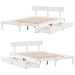 vidaXL Cadre de lit sans matelas blanc 135x190 cm bois de pin massif