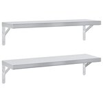 vidaXL Étagères murales 2 Pièces 75x23 5 cm argenté acier inoxydable