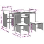 vidaXL Ensemble à manger de jardin coussins 5Pièces Noir Résine tressée