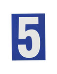 THIRARD - Plaque de signalisation 5  marquage blanc sur fond bleu  panneau PVC adhésif  65x90mm - THIRARD