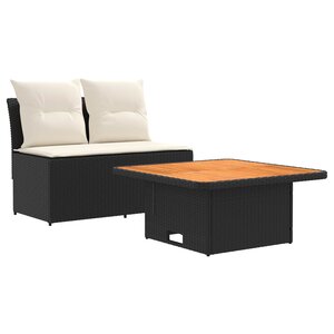 vidaXL 2 Pièce Canapé du milieu de jardin avec table relevable