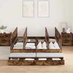 vidaXL Cadre de lit de rangement Chêne fumé 160x200 cm