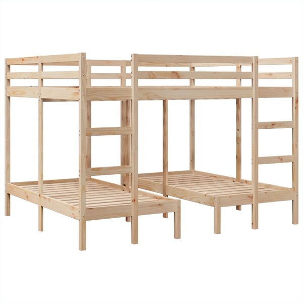 vidaXL Lit superposé triple 140x200/70x140 cm bois de pin massif