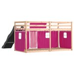 vidaXL Lit superposé sans matelas avec toboggan et rideaux 80x200 cm