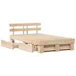 vidaXL Cadre de lit avec tiroir Marron 140 x 190 cm Bois massif en pin