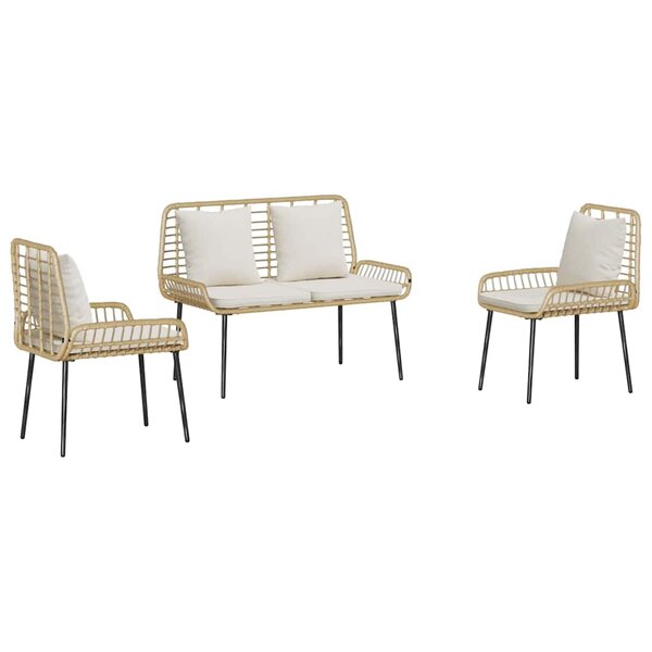 vidaXL Ensemble de salle à manger pour jardin 3 Pièces Marron Noir Crème