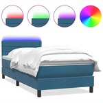 vidaXL Sommier à lattes de lit et matelas et LED bleu foncé 80x220 cm velours