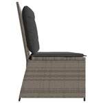 vidaXL Banc inclinable de jardin avec coussins gris résine tressée