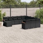 vidaXL Salon de jardin 12 Pièces avec coussins noir résine tressée